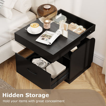 Nightstand with Charging Station Modern Bedside Table for Living Room Bedroom Office