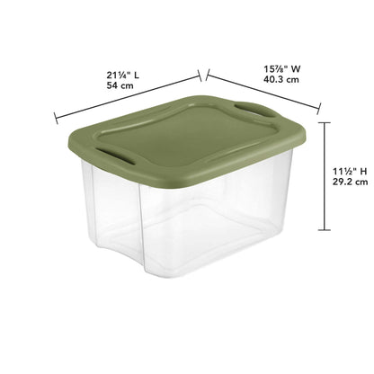 (2 pack) 40 Quart EZ Carry, Plastic Storage Bin, Full-Grip Handles, Green