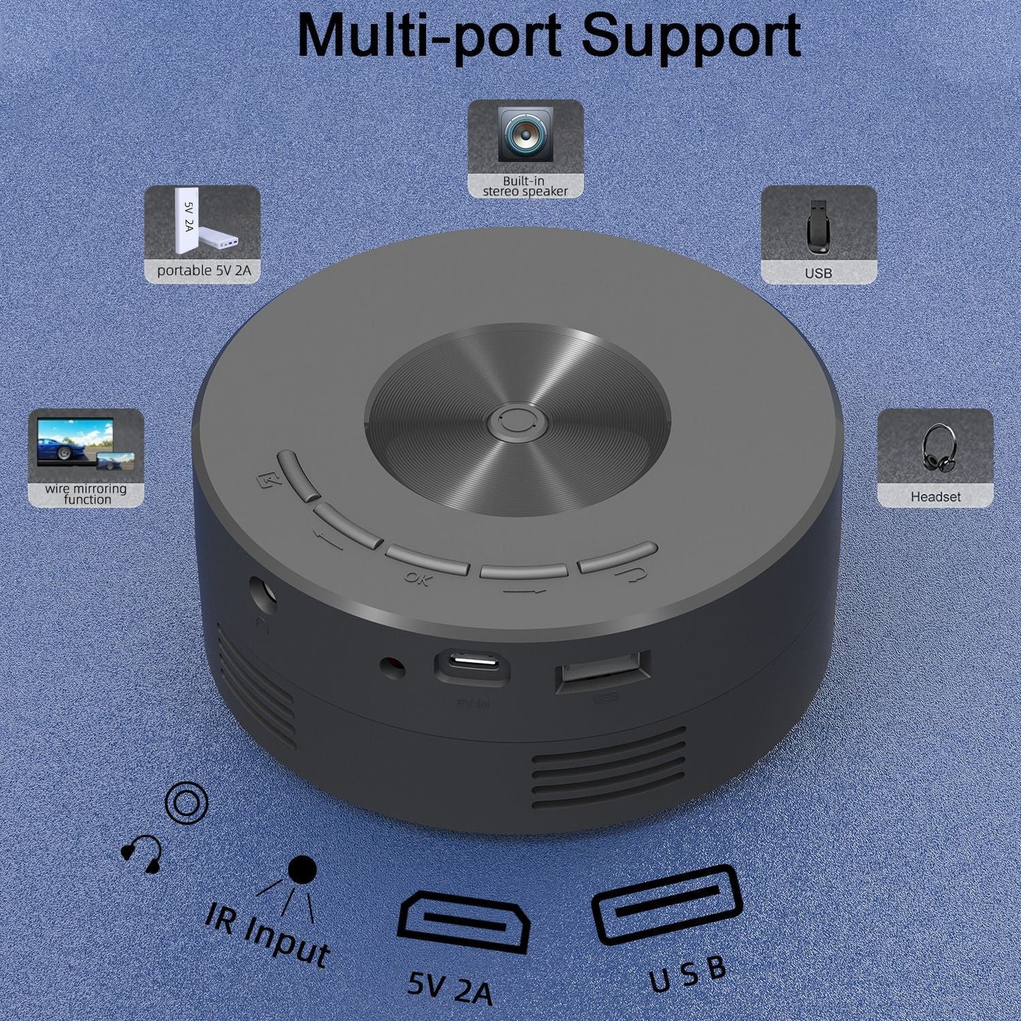 Mini Projector YT200 Portable Video Beamer Home Theater 1080P Supported USB Sync Screen Smartphone Children Projectors