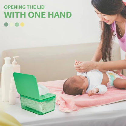 Wipes Dispenser, One-Handed Operation Wipe Holder for Baby & Adult, Seal-Designed Wipes Container for Bathroom Keep Diaper Wipes Fresh