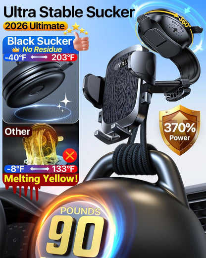 2026 Ultimate Car Phone Holder Mount Bendable & Adjustable Aluminum Arm Cell Phone Holder for Car Dashboard Windshield Phone Stand for iPhone 17 16 15 14 Pro Max Samsung Pickup Truck