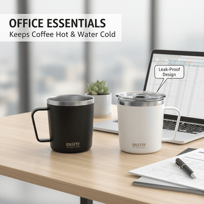 Insulated Stainless Steel Coffee Mug with Leak-Proof Lid – Reusable Office/Trave