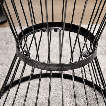 Patio End Table 16" Steel Side Table with Hourglass Design Black Accent Table for Outdoor and Indoor Use