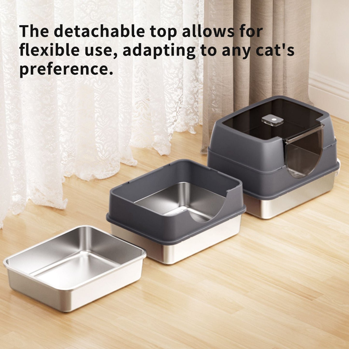 Galaxy stainless steel cat litter box, sturdy, durable, easy to clean, odorless, non stick to sand, a choice for cross-border quality