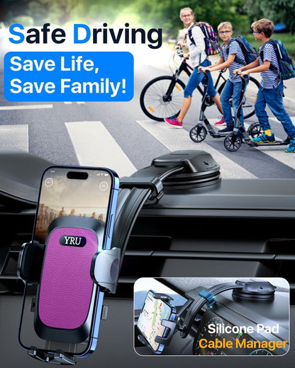 2026 Ultimate Car Phone Holder Mount Bendable & Adjustable Aluminum Arm Cell Phone Holder for Car Dashboard Windshield Phone Stand for iPhone 17 16 15 14 Pro Max Samsung Pickup Truck