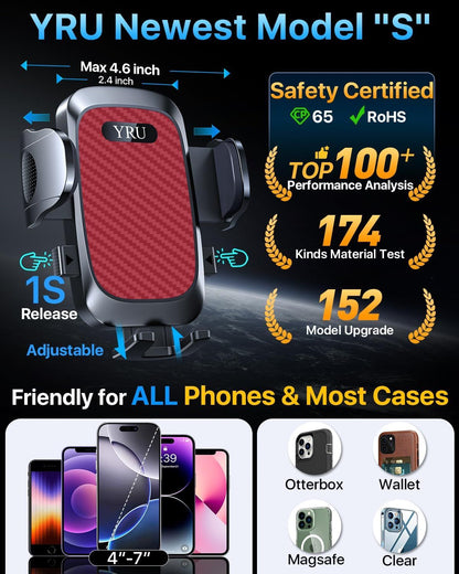 2026 Ultimate Car Phone Holder Mount Bendable & Adjustable Aluminum Arm Cell Phone Holder for Car Dashboard Windshield Phone Stand for iPhone 17 16 15 14 Pro Max Samsung Pickup Truck