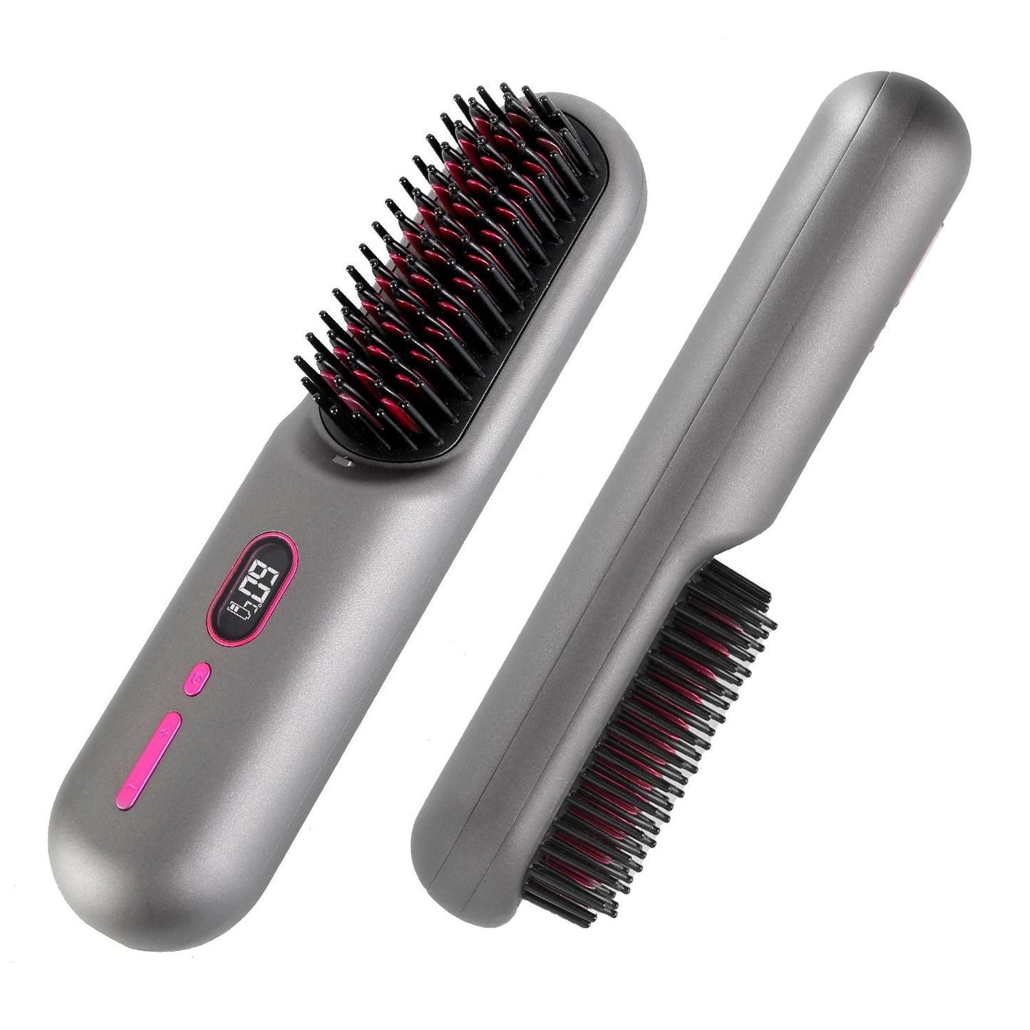 Cordless Negative Ion Hair Straightener Brush Rechargeable Mini Styling Comb with 12 Heating Levels Anti-scald 30S Preheating 30Mins Auto Sleep LCD Display