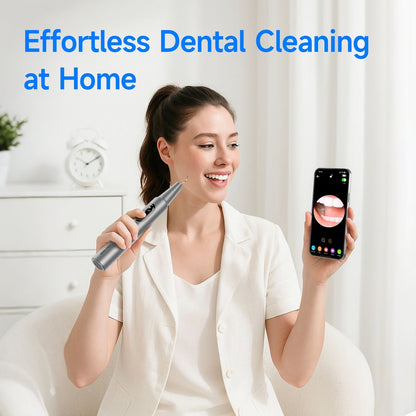 Home stone-removing device, visual ultrasonic dental cleaner for removing tartar and dental plaque, crescent-shaped dental cleaning tool