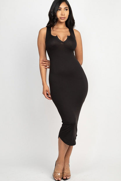 Chic Women's Split Neck Tank Dress for Effortless Style and Comfort