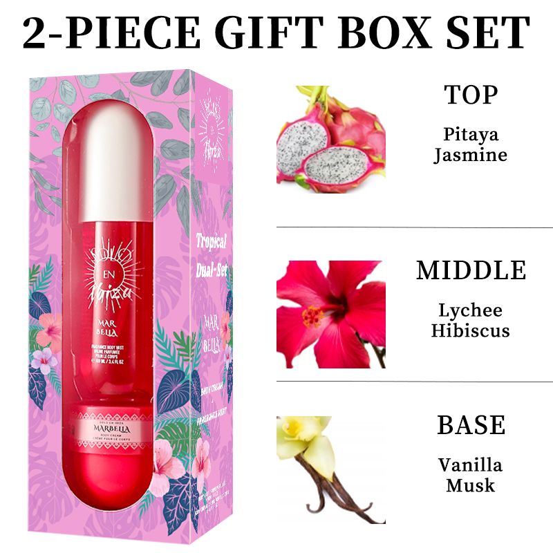2-Piece Set, SOLO EN IBIZA Body & Hair Fragrance Mist And Body Cream Gift Box For Men And Women, Long Lasting Fragrance, 4 Different Scent, Perfect For Holiday Gifts, Dating, Daily Life, Parties