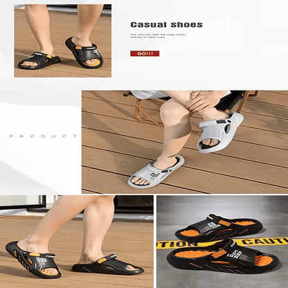 Platform Men's EVA Clog Slippers, Trendy Hole Design Mule Slides with Back Strap, Cushioned Elevated Casual Shoes for Summer, Streetwear, Indoor, Outdoor