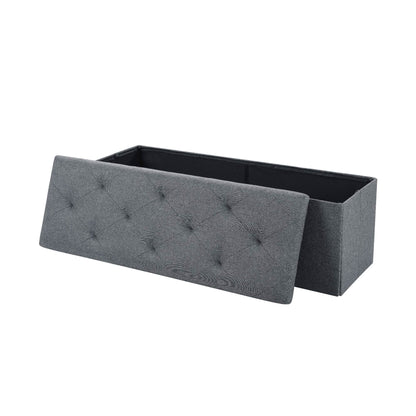 Folding Storage Ottoman Bench, Ottoman Foot Rest, End of Bed Bench, Storage Chest, for Living Room, Bedroom, Entryway, 43 Inches, Gray