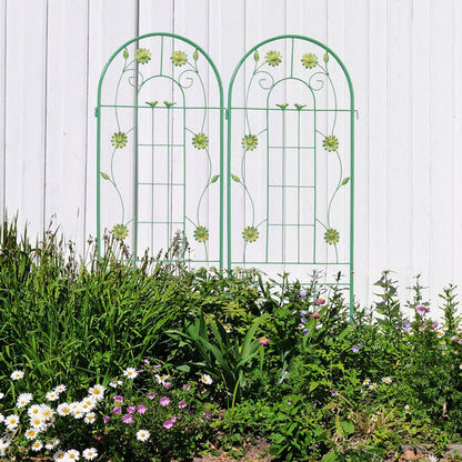 2 Pack 71" x 19.7" Metal Garden Trellis Rustproof Trellis for Climbing Plants Outdoor Flower Support Wrought Iron Ivy Vine Cucumbers Decorative(Green)