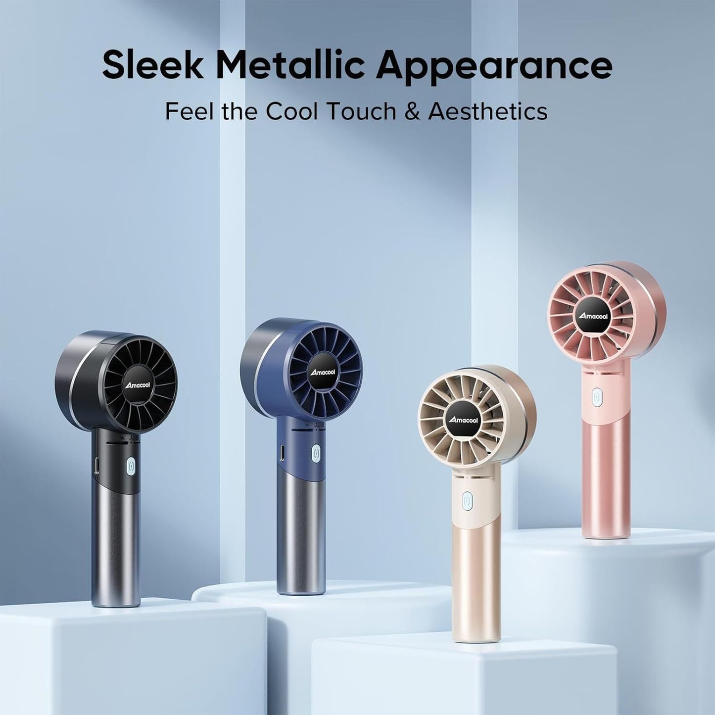 Portable Handheld Turbo Fan, Mothers Day Gifts for Mom Her Women Girl, Cool Metal Body, Rechargeable Battery Personal Fan, Mini Pocket Fans for Camping Outdoor Travel Cruise Makeup Essentials