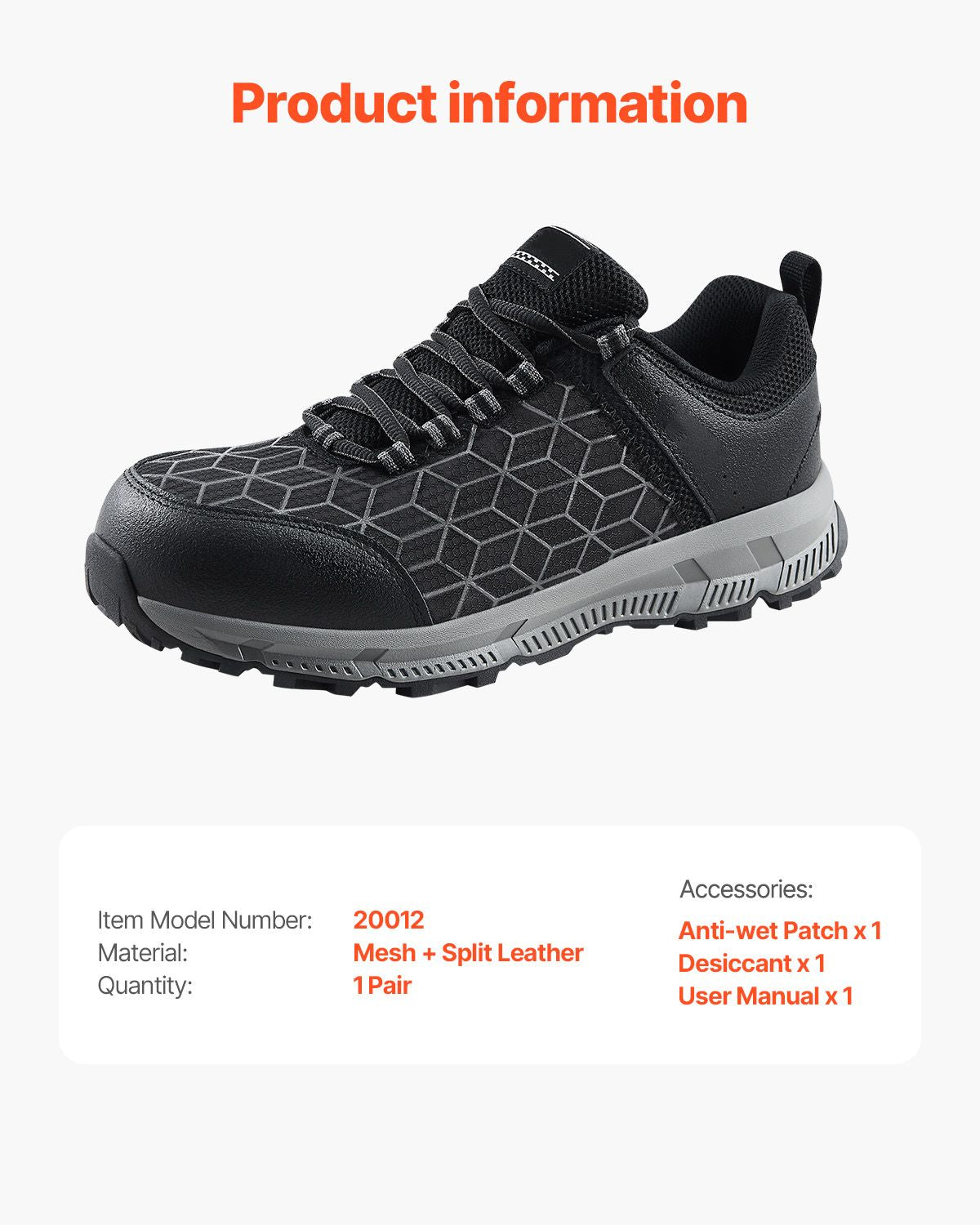Steel Toe Shoes for Men, US Size 8.5 Wide, Men's Cushion Sport Safety Toe Athletic Work Shoe, Indestructible Safety Sneakers Lightweight,Breathable Industry Construction Work Shoes, Black