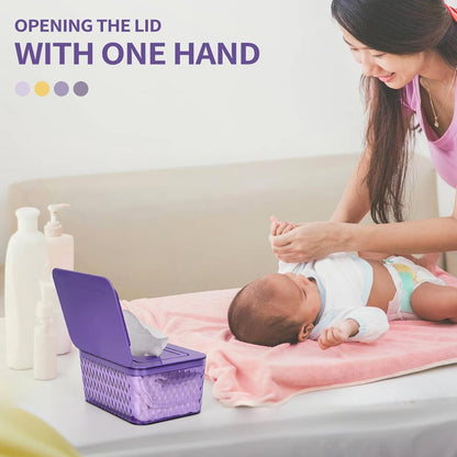 Wipes Dispenser, One-Handed Operation Wipe Holder for Baby & Adult, Seal-Designed Wipes Container for Bathroom Keep Diaper Wipes Fresh
