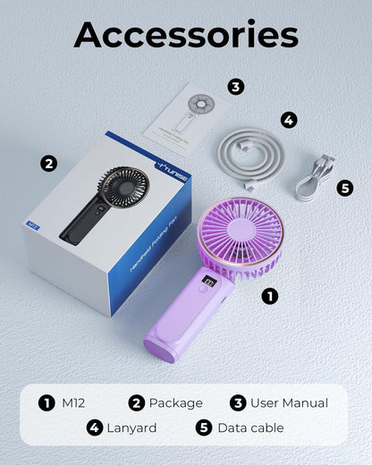 Portable Handheld Fan, Portable Fan Rechargeable, 4000mAh, 180° Adjustable, 6 Speed Wind, Display Electricity in Real Time, USB Rechargeable Foldable F an, Quiet Personal Fan as Power Bank