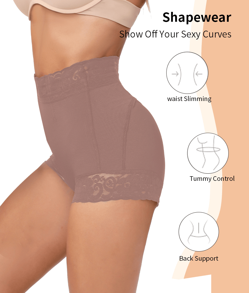 2 Pack Tummy Control Underwear for Women High Waisted Butt Lifting Panties Lace Breathable Comfortable Briefs