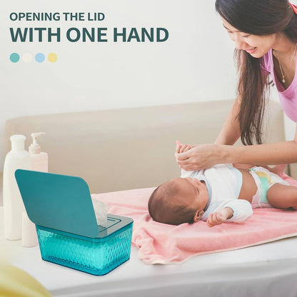 Wipes Dispenser, One-Handed Operation Wipe Holder for Baby & Adult, Seal-Designed Wipes Container for Bathroom Keep Diaper Wipes Fresh