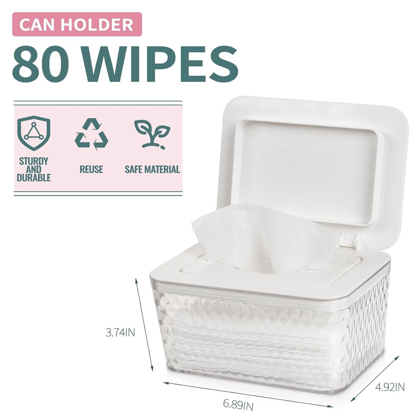 Wipes Dispenser, One-Handed Operation Wipe Holder for Baby & Adult, Seal-Designed Wipes Container for Bathroom Keep Diaper Wipes Fresh