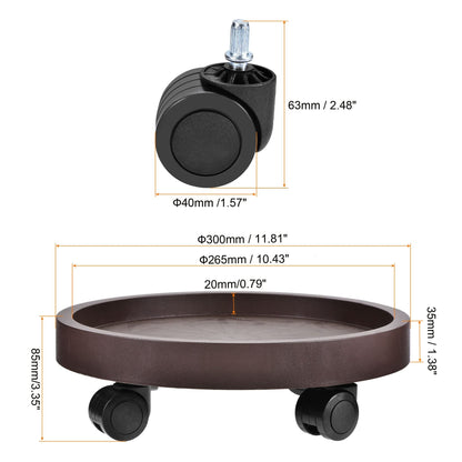 8 Pack Plant Caddy with Wheels Heavy Duty 12.2 Inch Plant Dolly with Locking Casters Rolling Plant Stand for Indoor Outdoor, Brown