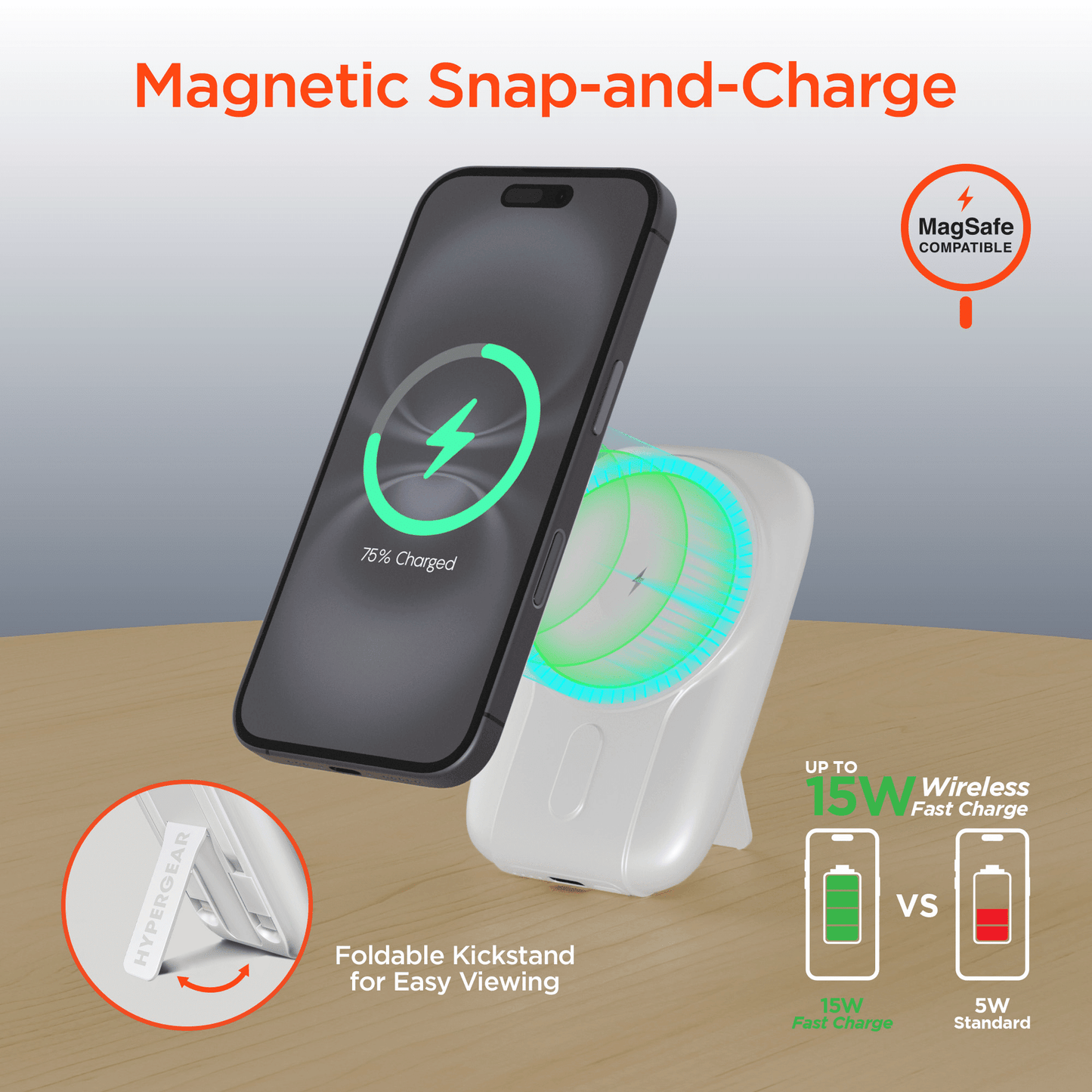 HyperGear Mag Grip Go 5000mAh Wireless Power Bank