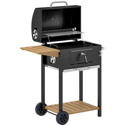 Charcoal barbecue grill, backyard picnic cookware, black