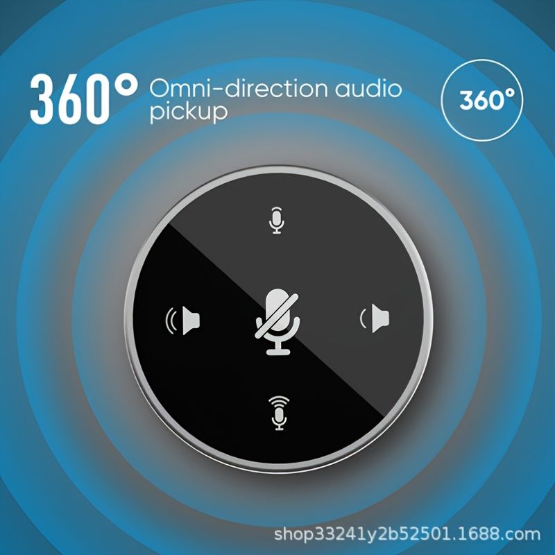 360 Degree Omnidirectional Radio Microphone Touch Control Video Conferencing Interface Microphone Recording Speech With Speaker USB Notebook Used For Laptop Recording Conferences