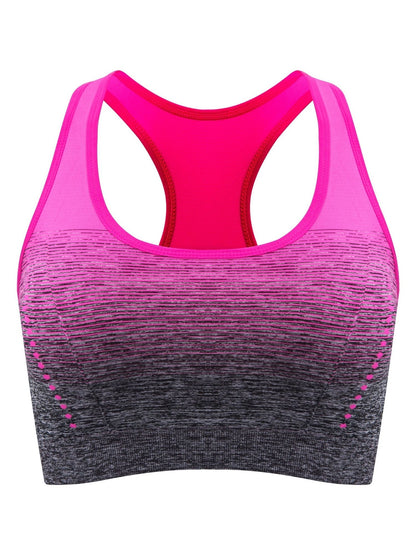 1pc/2pcs/3pcsMedium Support Two Tone Racer Back Sports Bra, Fitness Workout Running Yoga Bra