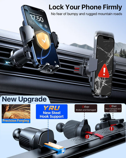 2026 Ultimate Car Phone Holder Mount Bendable & Adjustable Aluminum Arm Cell Phone Holder for Car Dashboard Windshield Phone Stand for iPhone 17 16 15 14 Pro Max Samsung Pickup Truck