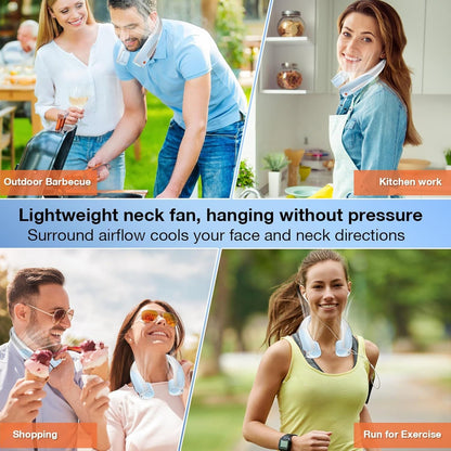 Neck Fan, 6 Speeds Adjustable Portable Personal Fan Rechargeable, Faster Cooling Wearable Fan, Ultra Quiet for Home, Office, Travel, Outdoor