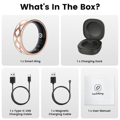Size7/8/9/10 Options -- 1Pc Smart Ring Health Tracker Fitness/Sleep/Stress/HRV Tracker with Charging Case Magnetic Charging Cable for Women & Men Compatible with iOS & Android 7-Day Battery Life