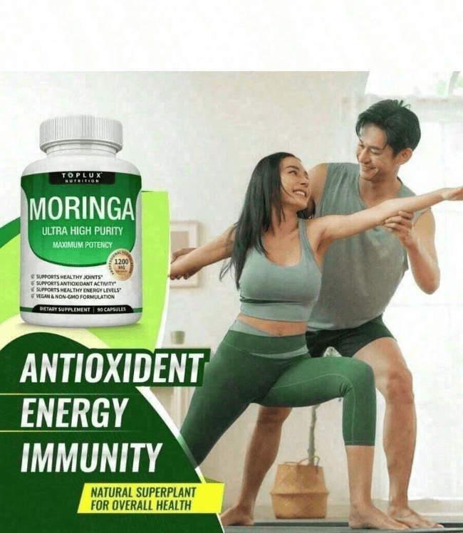 Moringa Capsules 1200mg - Pure Moringa Powder For Immune, Gut Health 90 Capsules