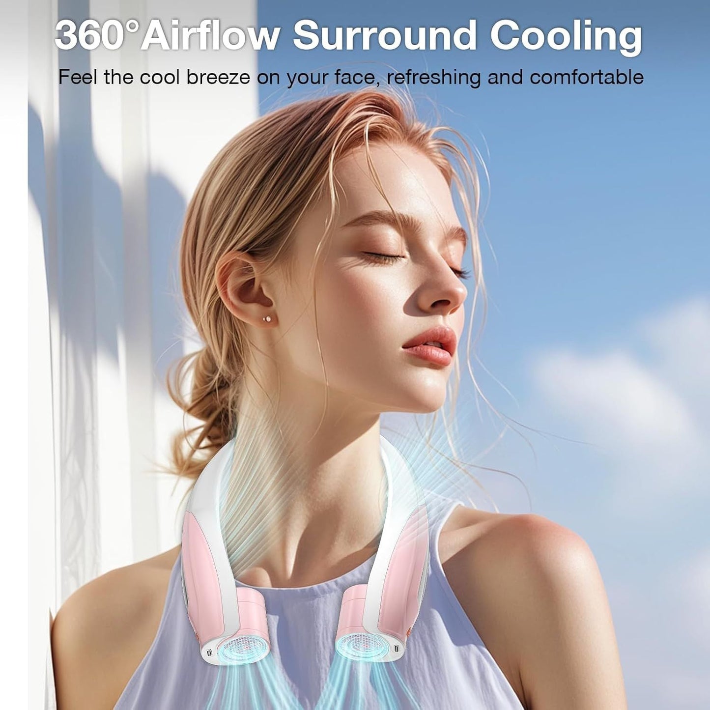 Neck Fan, 6 Speeds Adjustable Portable Personal Fan Rechargeable, Faster Cooling Wearable Fan, Ultra Quiet for Home, Office, Travel, Outdoor