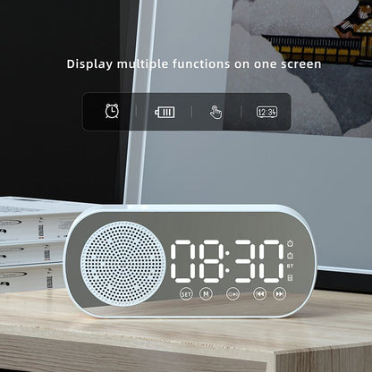 New Wireless Bluetooth Speaker Clock Dual Alarm Support TF Card FM Radio Soundbar HIFI Music Box Soundbar