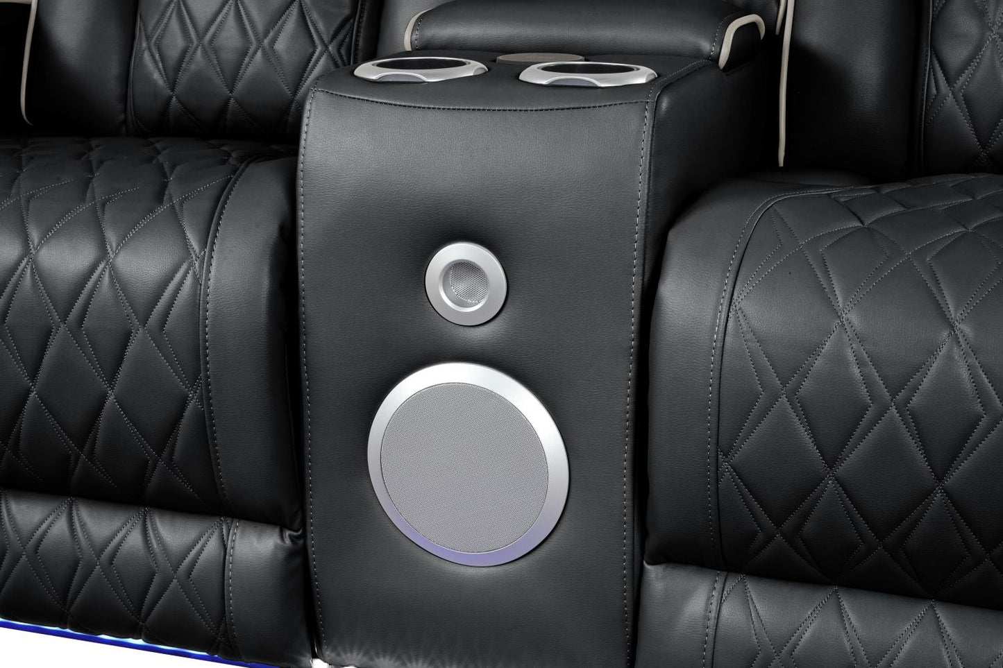 Fortuner Modern Style Upholstery Recliner Loveseat Made with Wood & Massage Function Included-Black