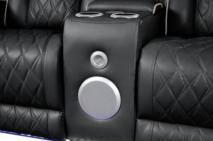 Fortuner Modern Style Upholstery Recliner Loveseat Made with Wood & Massage Function Included-Black
