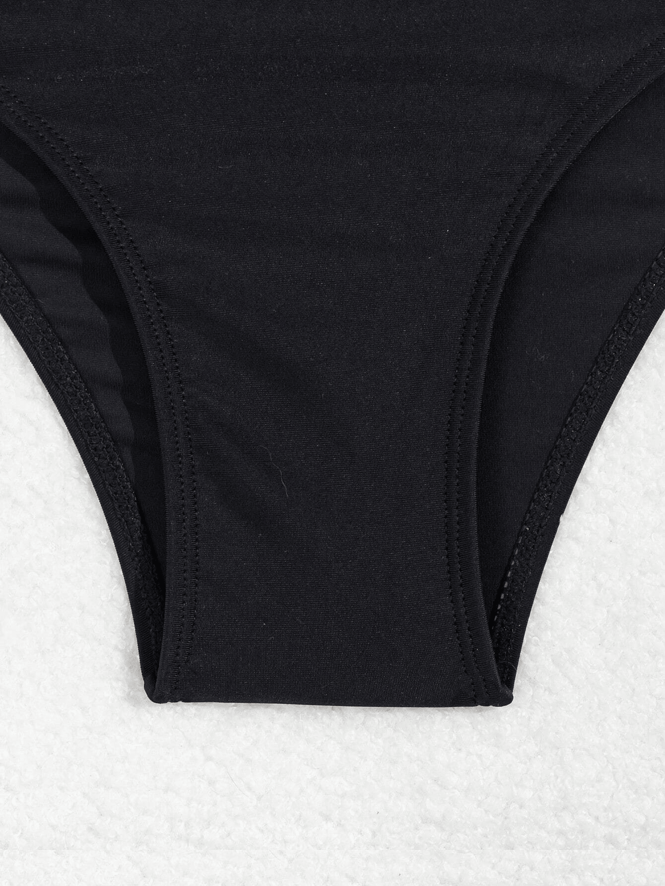 Women's black sexy  two-piece quick-dry fabric bikini swimwear