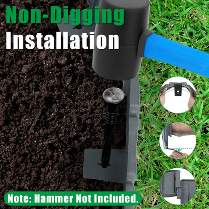 Flexible Cobblestone Landscape Edging, Weather Resistant PVC Garden Border Edging with Spikes & Shovel, Interlocking No Dig Lawn Edging for Yard Flower Bed Pathway