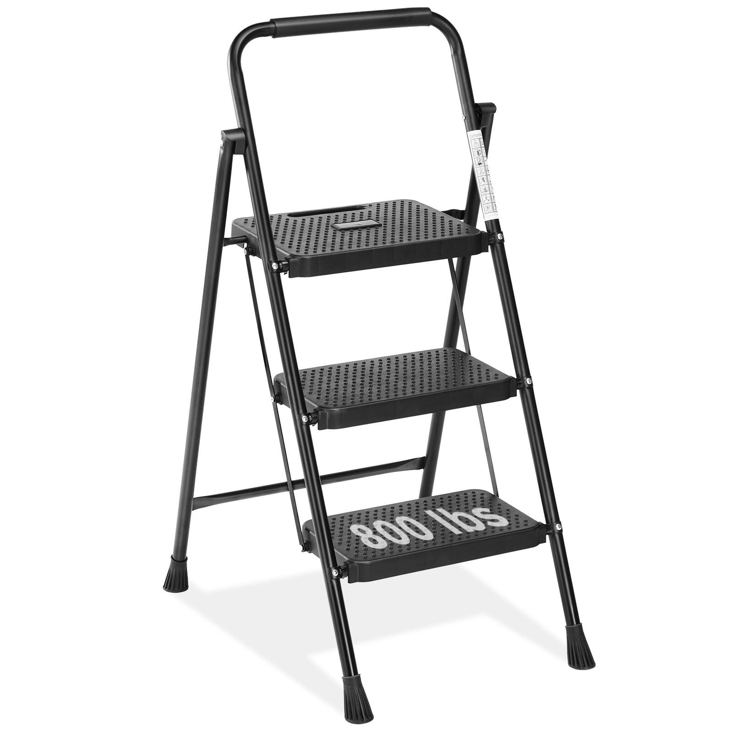 Household portable 3-layer step ladder, with safety buckle stable and safe