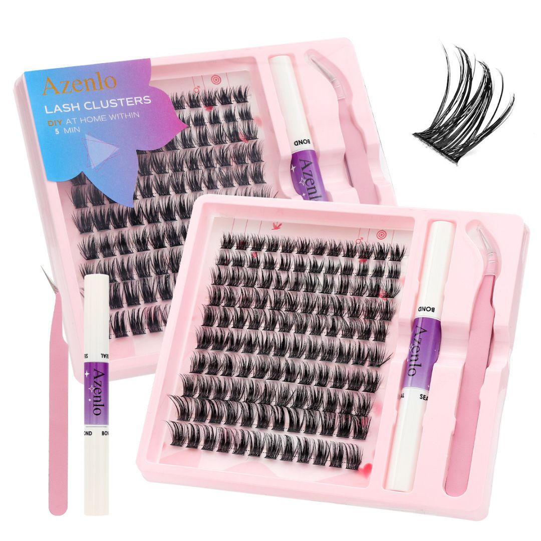 2026 Hottest New Product: False Eyelashes -  Azenlo Beginner's DIY Eyelash Extension Kit, 120 Clusters Of Large-capacity False Eyelashes, Includes Glue, Tweezers, and Complete Tool Set