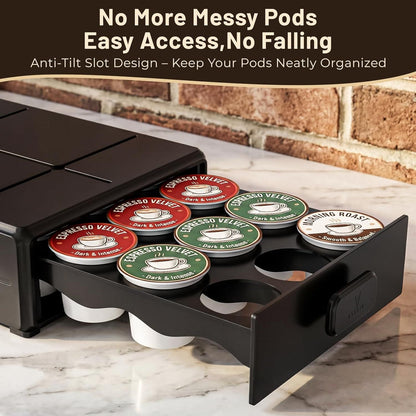 Coffee Pod Organizer Drawer for Keurig K-Cup Pods, Holds 18 Pods - Compact, Easy-Access Design with Smooth Glide, Ideal for Small Spaces and Coffee Machines