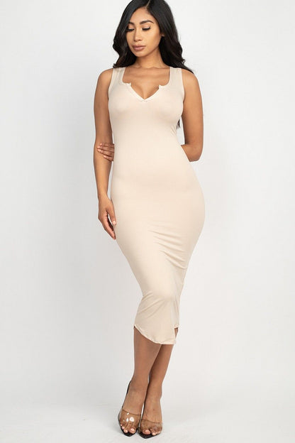 Chic Women's Split Neck Tank Dress for Effortless Style and Comfort