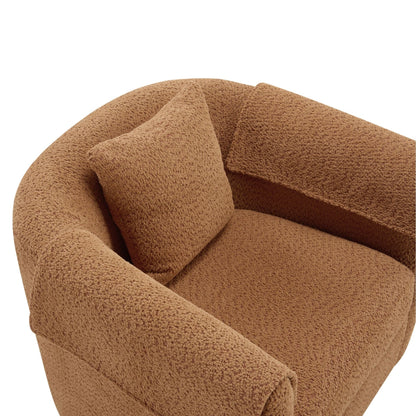 Swivel Accent Chair with Ottoman Set, Modern Chenille Barrel Armchair with Removable Back Pillow & 2 Armrest Covers for Living Room, Bedroom, Office, Yellow