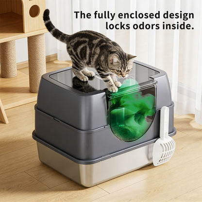 Galaxy stainless steel cat litter box, sturdy, durable, easy to clean, odorless, non stick to sand, a choice for cross-border quality