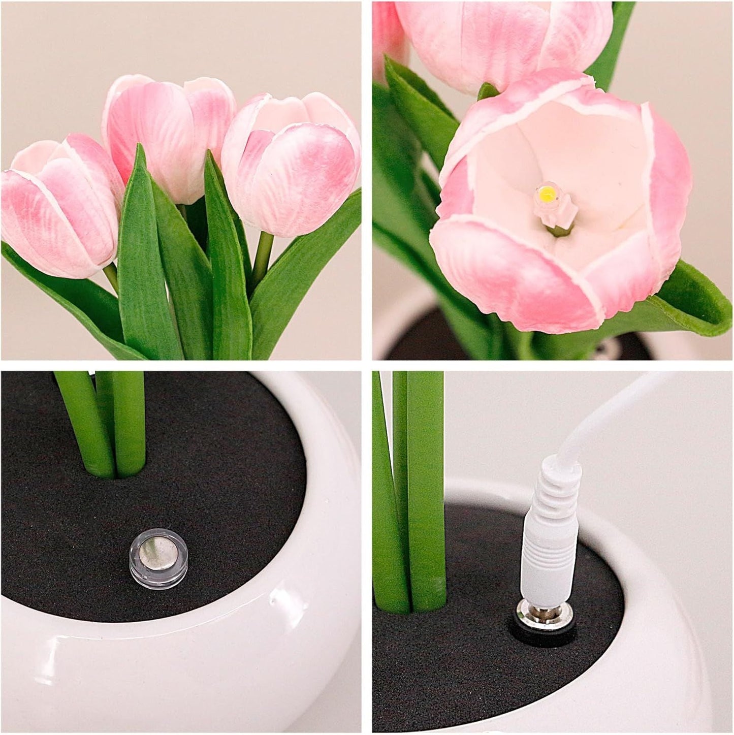 Tulip Lamp - LED Replica Tulip Table Lamp with Flower Vase for Desktop Decoration. Suitable for home, living room, desktop decoration, holiday gifts, atmosphere decoration lamps. Powered by USB