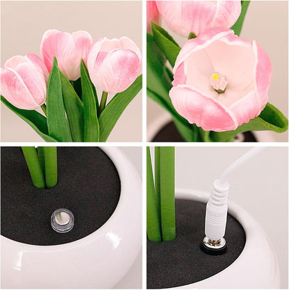 Tulip Lamp - LED Replica Tulip Table Lamp with Flower Vase for Desktop Decoration. Suitable for home, living room, desktop decoration, holiday gifts, atmosphere decoration lamps. Powered by USB