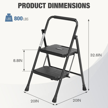 Household portable 3-layer step ladder, with safety buckle stable and safe
