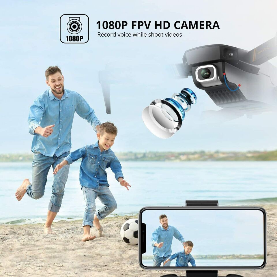 4DRC V4 Drone with 1080P HD Camera for Adults and Kids, Foldable Quadcopter with Wide Angle FPV Live Video, Trajectory Flight, App Control,Optical Flow, Altitude Hold and 2 Modular Batteries