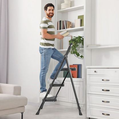 Household portable 3-layer step ladder, with safety buckle stable and safe